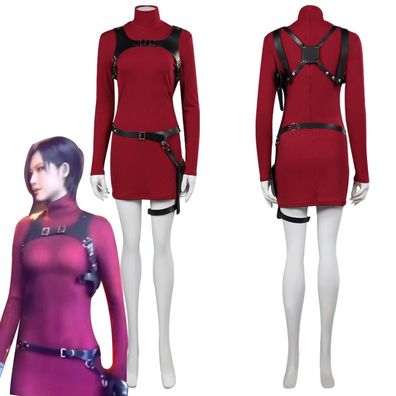 Resident Evil 4 Ada Wong Cosplay Kostum und Perucke Halloween Party fullset