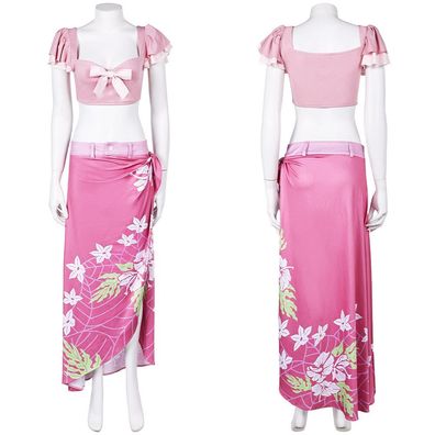 Final Fantasy VII Aerith Cosplay Kostum Damen Strandkleid Karneval Party Outfits