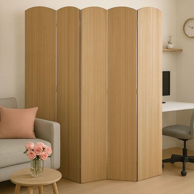 Bambus Paravent HWC-O30, Raumteiler Trennwand, zusammenklappbar 5 Paneele 170x204cm