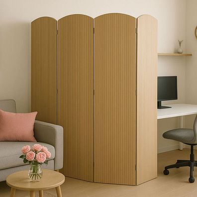 Bambus Paravent HWC-O30, Raumteiler Sichtschutz, zusammenklappbar 4 Paneele 170x162cm