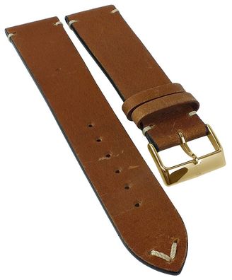 Barington Vintage | Uhrenarmband Rindleder braun helle Kontrastnaht