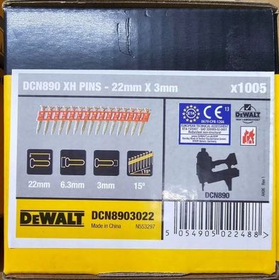 1005 Betonnägel 3,0x22mm XH magaziniert für DeWalt DCN890 Akku Betonnagler C6
