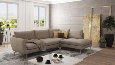 Patrick - Modernes Ecksofa mit Silber Metall Füßen