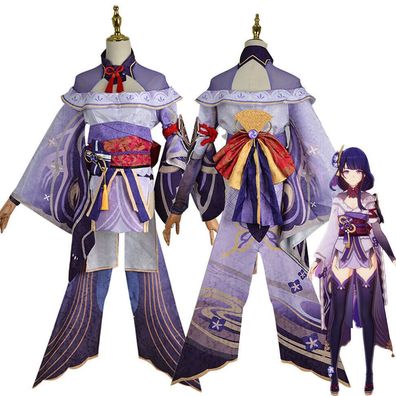 Cosplay Genshin Impact Raiden Shogun Perucke Kostum Halloween Karneval Costumes