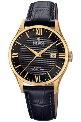 Festina Herren-Armbanduhr Schwarz/Goldfarben mit Saphirglas F20010/4