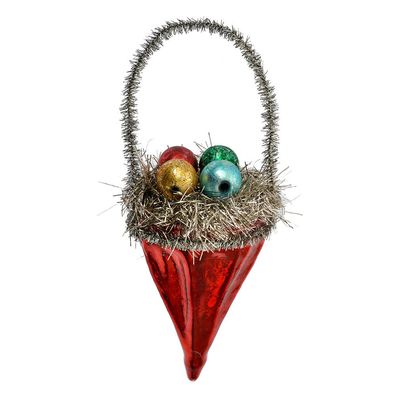 Clayre & Eef Weihnachtsanhänger Ø 6x10 cm Rot Glas (Gr. Ø 6x10 cm)