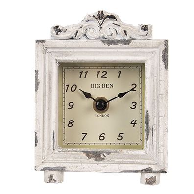 Clayre & Eef Stehende Uhr 10x6x14 cm Grau Holz (Gr. 10x6x14 cm / 1xAA)