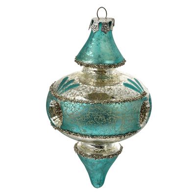 Clayre & Eef Weihnachtsanhänger Ø 8x13 cm Blau Glas (Gr. Ø 8x13 cm)