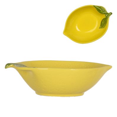 Clayre & Eef Schale Zitrone 225 ml Gelb Keramik (Gr. 12x18x5 cm / 225ml)