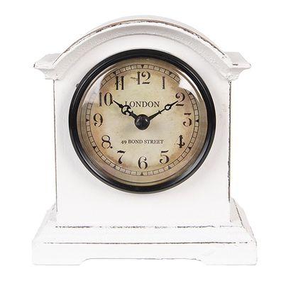 Clayre & Eef Stehende Uhr 13x7x14 cm Weiß Holz (Gr. 13x7x14 cm / 1xAA)