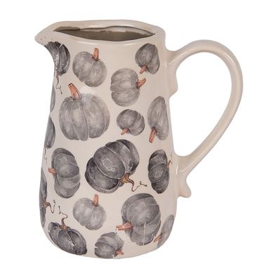 Clayre & Eef Dekorative Kanne 16x12x18 cm Beige Grau Keramik Kürbis (Gr. 16x12x18 cm)