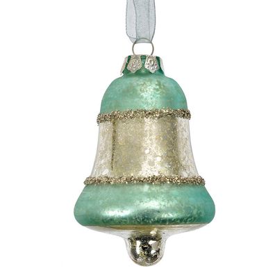 Clayre & Eef Weihnachtsanhänger Ø 5x9 cm Blau Glas (Gr. Ø 5x9 cm)