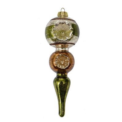Clayre & Eef Weihnachtsanhänger Ø 6x17 cm Grün Glas (Gr. Ø 6x17 cm)