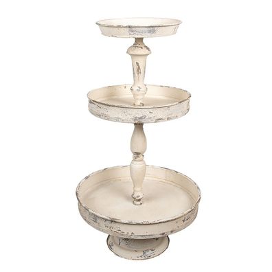 Clayre & Eef 3-Schicht-Etagere Ø 42x75 cm Beige Metall (Gr. Ø 42x75 cm)
