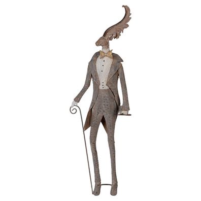 Clayre & Eef Dekorationsfigur Hirsch 27x15x84 cm Braun Metall (Gr. 27x15x84 cm)