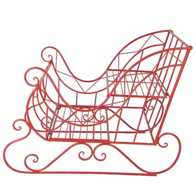 Clayre & Eef Weihnachtsschlitten Grosser 90x51x68 cm Rot Metall (Gr. 90x51x68 cm)