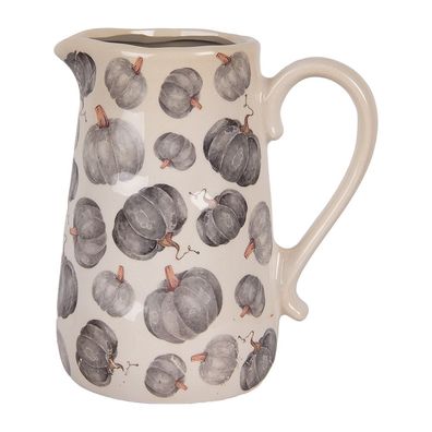 Clayre & Eef Dekorative Kanne 21x15x23 cm Beige Grau Keramik Kürbis (Gr. 21x15x23 cm)