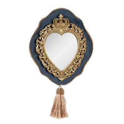 Clayre & Eef Spiegel 19x3x22 cm Blau Goldfarbig Polyresin (Gr. 19x3x22 cm)
