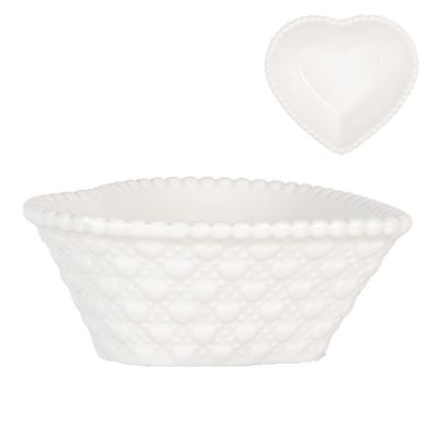 Clayre & Eef Schale 75 ml Weiß Keramik (Gr. 10x9x4 cm / 75 ml)
