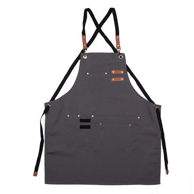 Clayre & Eef Küchenschürze 75x66 cm Grau Polyester (Gr. 75x66 cm)