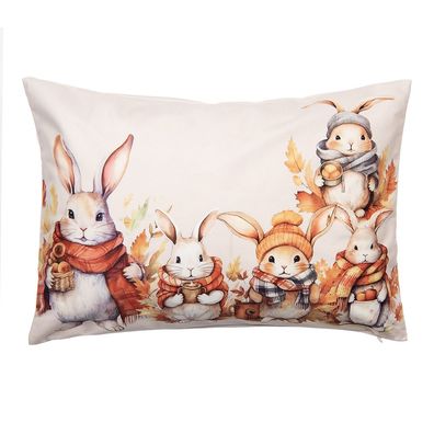 Clayre & Eef Kissenbezug 35x50 cm Beige Polyester Kaninchen (Gr. 35x50 cm)