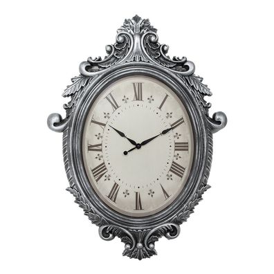 Clayre & Eef Wanduhr 56x6x76 cm Silberfarbig Kunststoff