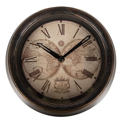 Clayre & Eef Wanduhr Ø 23x5 cm Braun Beige Kunststoff