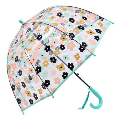Clayre & Eef Kinderregenschirm Ø 70x65 cm Transparant Kunststoff Blumen