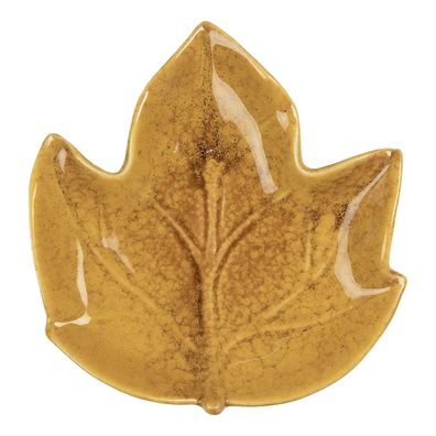 Clayre & Eef Dekoration Schale Blatt 14x13x2 cm Gelb Keramik (Gr. 14x13x2 cm)