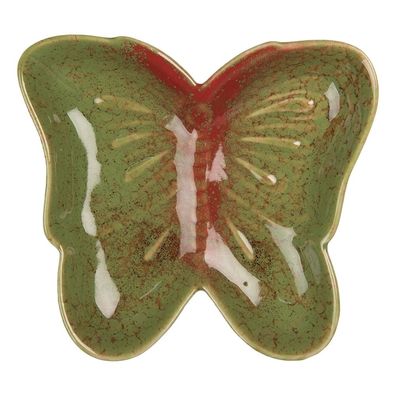 Clayre & Eef Dekoration Schale Schmetterling 14x13x2 cm Grün Keramik (Gr. 14x13x2 cm)
