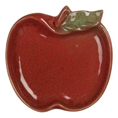 Clayre & Eef Dekoration Schale Apfel 13x13x2 cm Rot Keramik (Gr. 13x13x2 cm)