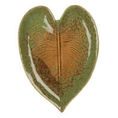 Clayre & Eef Dekoration Schale Blatt 15x11x2 cm Grün Keramik (Gr. 15x11x2 cm)