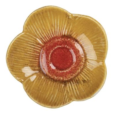 Clayre & Eef Dekoration Schale Blume Ø 14x3 cm Gelb Keramik (Gr. Ø 14x3 cm)