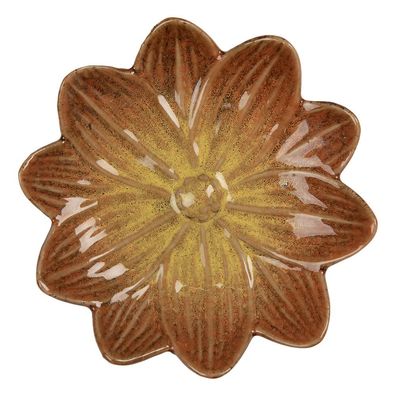 Clayre & Eef Dekoration Schale Blume Ø 14x3 cm Orange Keramik (Gr. Ø 14x3 cm)