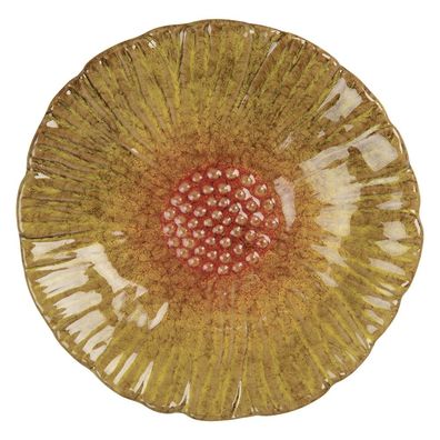 Clayre & Eef Dekoration Schale Blume Ø 14x3 cm Gelb Keramik (Gr. Ø 14x3 cm)