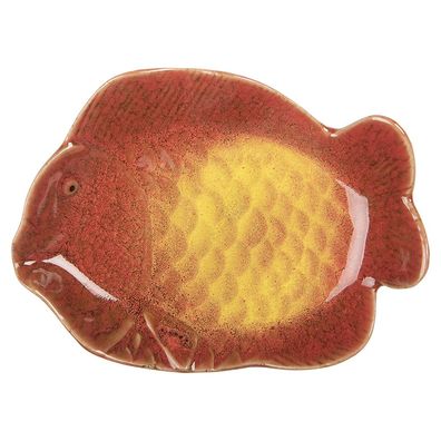 Clayre & Eef Dekoration Schale Fisch 16x11x3 cm Orange Keramik (Gr. 16x11x3 cm)
