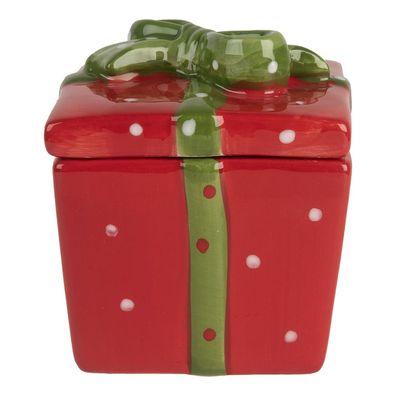 Clayre & Eef Vorratsglas Geschenk 9x9x11 cm Rot Keramik (Gr. 9x9x11 cm)