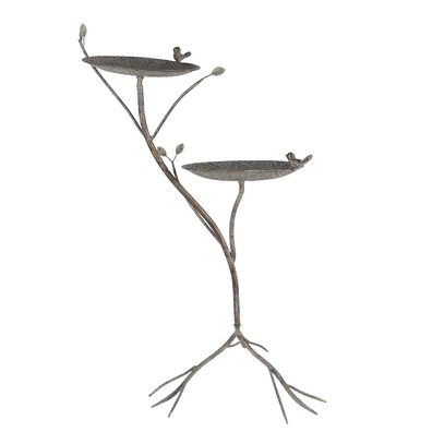 Clayre & Eef Vogelfutterhaus 38x43x78 cm Grün Braun Metall (Gr. 38x43x78 cm)
