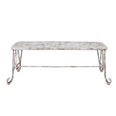 Clayre & Eef Gartenbank 117x37x42 cm Weiß Braun Metall (Gr. 117x37x42 cm)