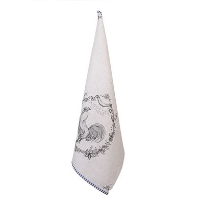 Clayre & Eef Geschirrtuch 50x70 cm Beige Baumwolle Hahn (Gr. 50x70 cm)