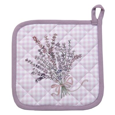 Clayre & Eef Topflappen 20x20 cm Violett Weiß Baumwolle Lavendel (Gr. 20x20 cm)