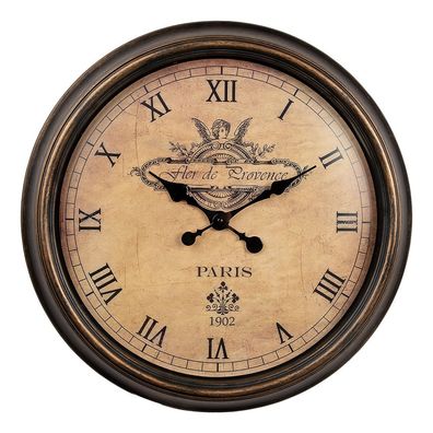 Clayre & Eef Wanduhr Ø 55x5 cm Braun Beige Kunststoff