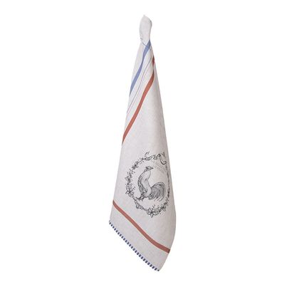 Clayre & Eef Geschirrtuch 50x70 cm Beige Baumwolle Hahn (Gr. 50x70 cm)