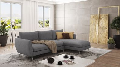 Patrick - Modernes Ecksofa mit Silber Metall Füßen