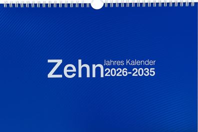 2026 Adina Zehnjahres-Kalender A4 blau Querformat mit Spiralbindung