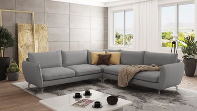 Patrick - Modernes Ecksofa mit Silber Metall Füßen