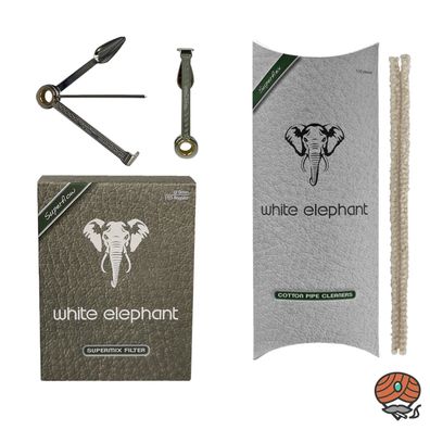 White Elephant Supermix Filter 9mm 150 Stück, Pfeifenreiniger + Pfeifenbesteck