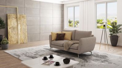 Patrick - Modernes Sofa 2-Sitzer mit Silber Metall Füßen