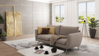 Patrick - Modernes Sofa 3-Sitzer mit Silber Metall Füßen
