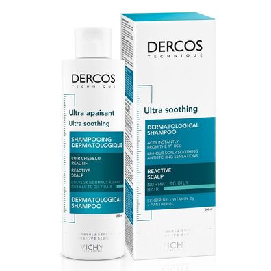 Vichy Dercos Ultra-Beruhigendes Shampoo für normales bis fettiges Haar, 200 ml